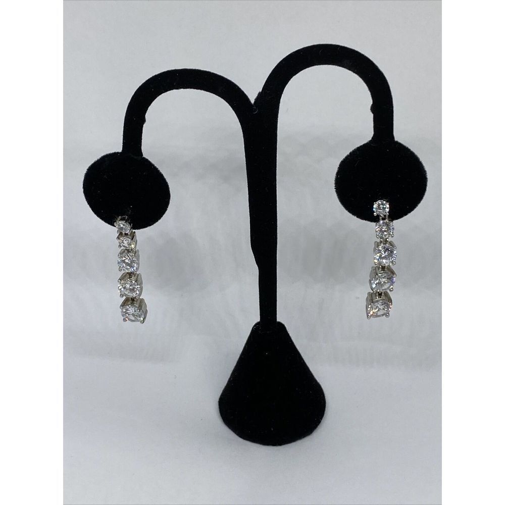 Tiara SEDZ474 Cubic Zirconia Drop Earrings in Sterling Silver MSRP $150 NM216